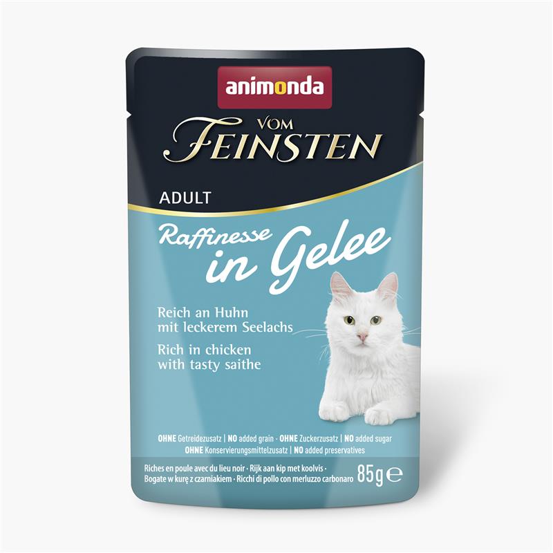 Animonda Cat vom Feinsten Raffinesse in Gelee Adult reich an Huhn mit Seelachs 85 g