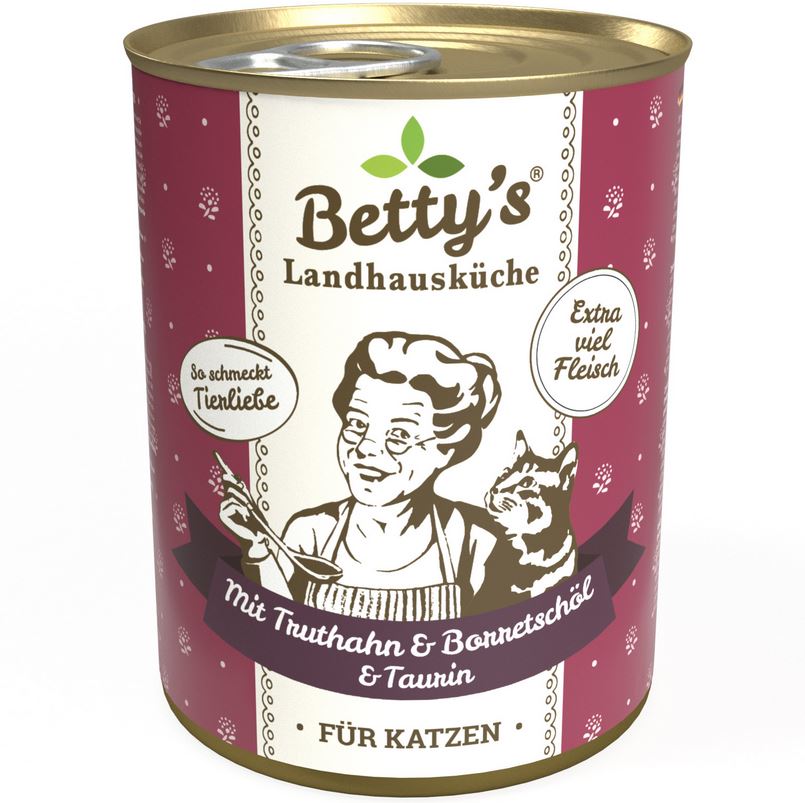 Bettys Landhausküche Katze Dose Truthahn & Borretschöl 400g