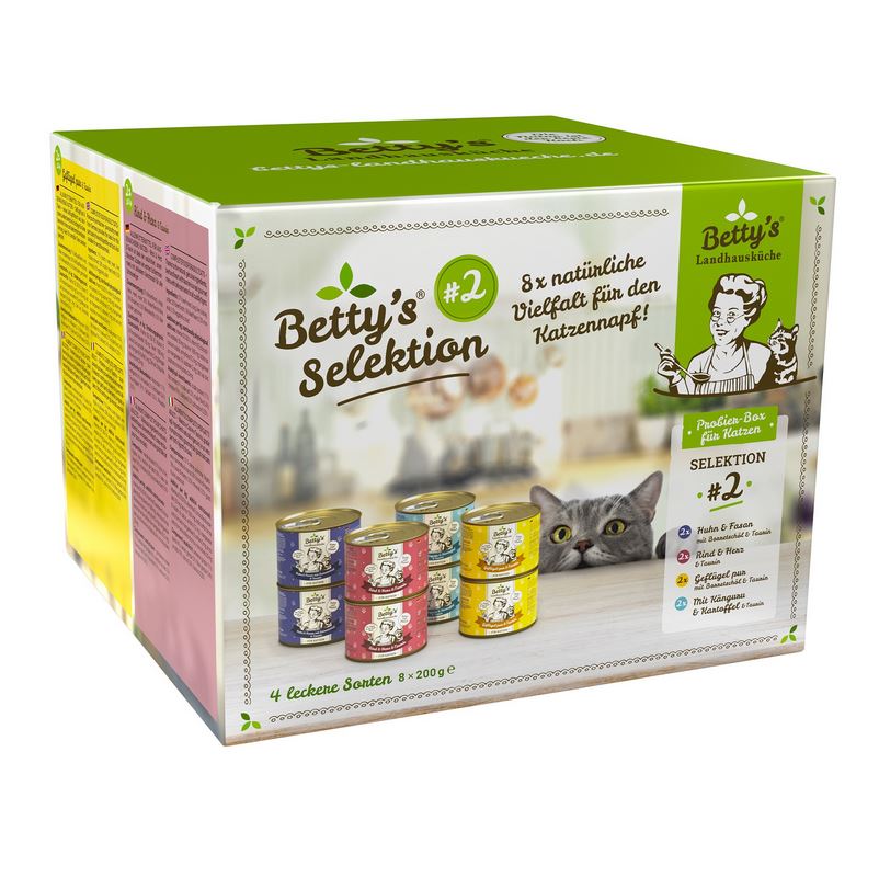 Bettys Landhausküche Katze Dose Box Selektion #2 Dosen 8 x 200 g