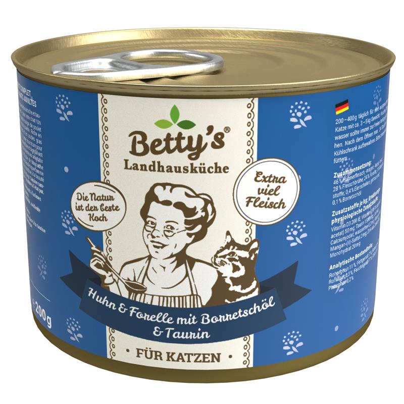 Bettys Landhausküche Katze Dose Huhn Forelle 200g