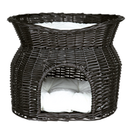 Weidenkorb mit Liegedach schwarz - 54 × 43 × 37 cm