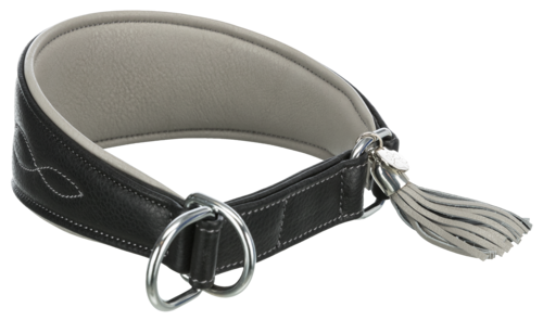Active Comfort Windhundehalsband mit Zugstopp - schwarz / grau - S (27 – 35 cm)