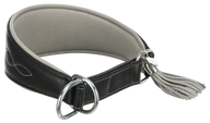 Active Comfort Windhundehalsband mit Zugstopp - schwarz / grau - S (27 – 35 cm)
