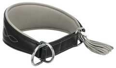 Active Comfort Windhundehalsband mit Zugstopp - schwarz / grau - S (27 – 35 cm)