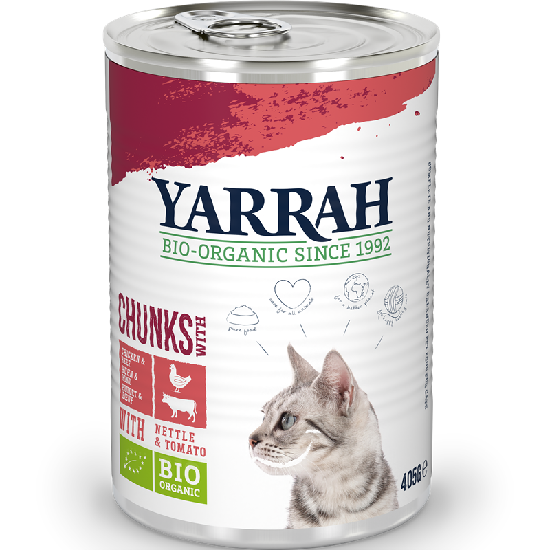 Yarrah Bio Chunks Huhn & Rind für Hunde 405 g
