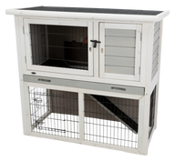 Meerschweinchenstall mit Freilauf grau / weiß - 104 × 97 × 52 cm