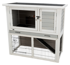 Meerschweinchenstall mit Freilauf grau / weiß - 104 × 97 × 52 cm
