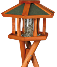 natura Futterhaus mit Ständer & Silo - 50 × 34 cm / 1,40 m