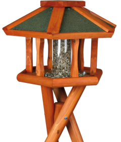 natura Futterhaus mit Ständer & Silo - 50 × 34 cm / 1,40 m