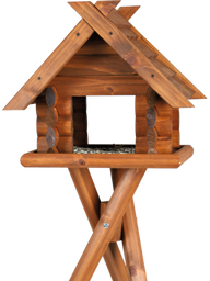natura Block-Futterhaus mit Ständer -  47 × 40 × 36 cm / 1,40 m