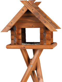 natura Block-Futterhaus mit Ständer -  47 × 40 × 36 cm / 1,40 m