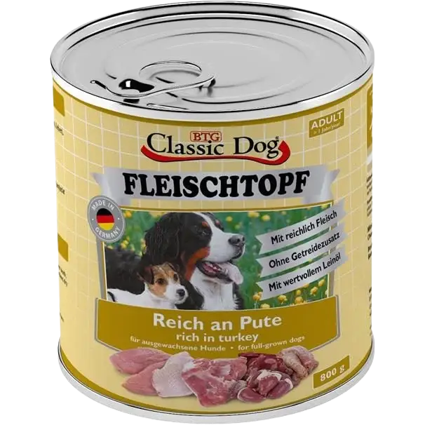 BTG Classic Dog Fleischtopf Adult Reich an Pute 800 g