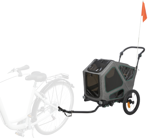 Fahrrad-Anhänger - grau/salbei - M: 71 × 95 × 85/138 cm