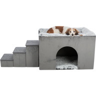 Höhle Harvey mit Treppe, 154 × 60 × 60 cm, grau/weiß-schwarz