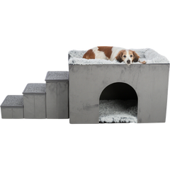 Höhle Harvey mit Treppe, 154 × 60 × 60 cm, grau/weiß-schwarz