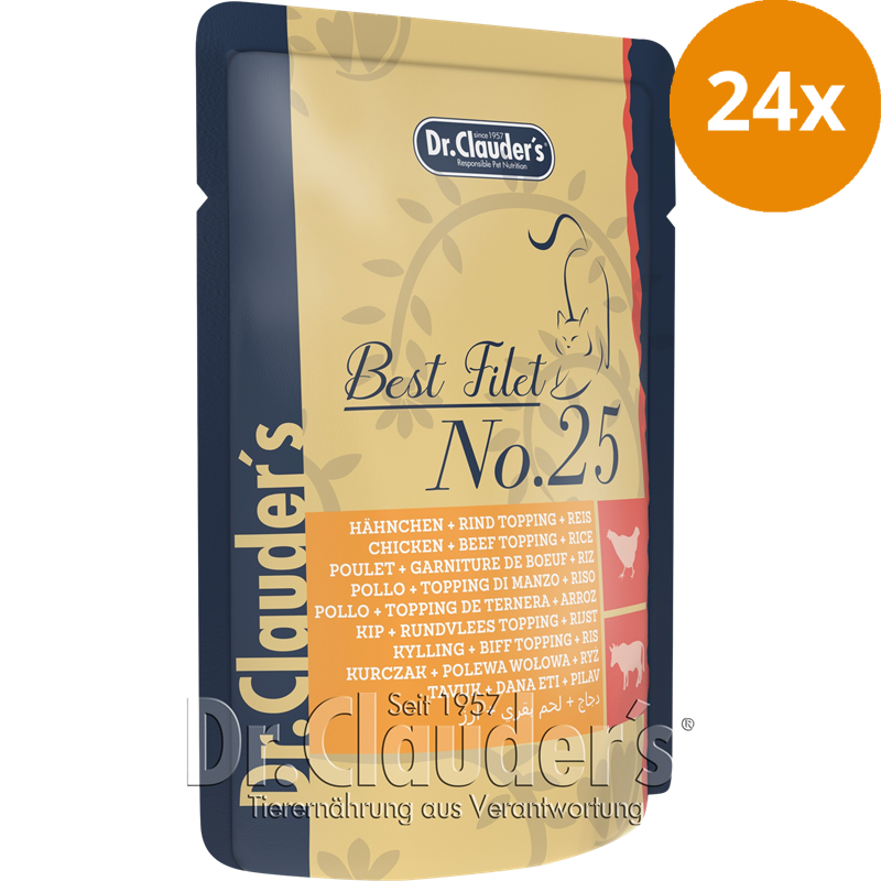 Dr.Clauder's Best Filet No. 25 Hähnchen & Rind Topping und Reis 100 g