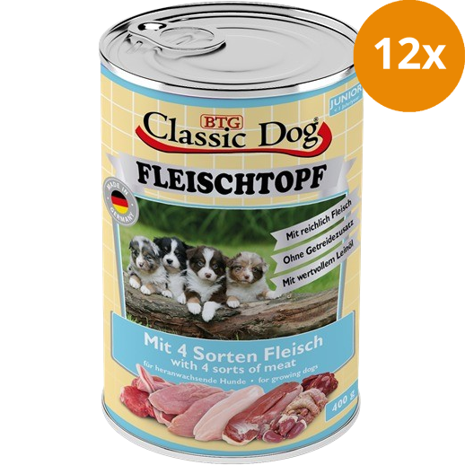 BTG Classic Dog Fleischtopf Junior 4 Sorten Fleisch 400 g