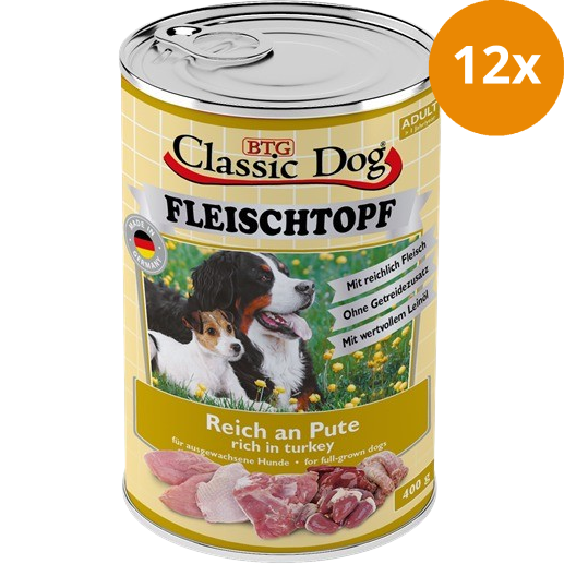 BTG Classic Dog Fleischtopf Pur Reich an Pute 400 g