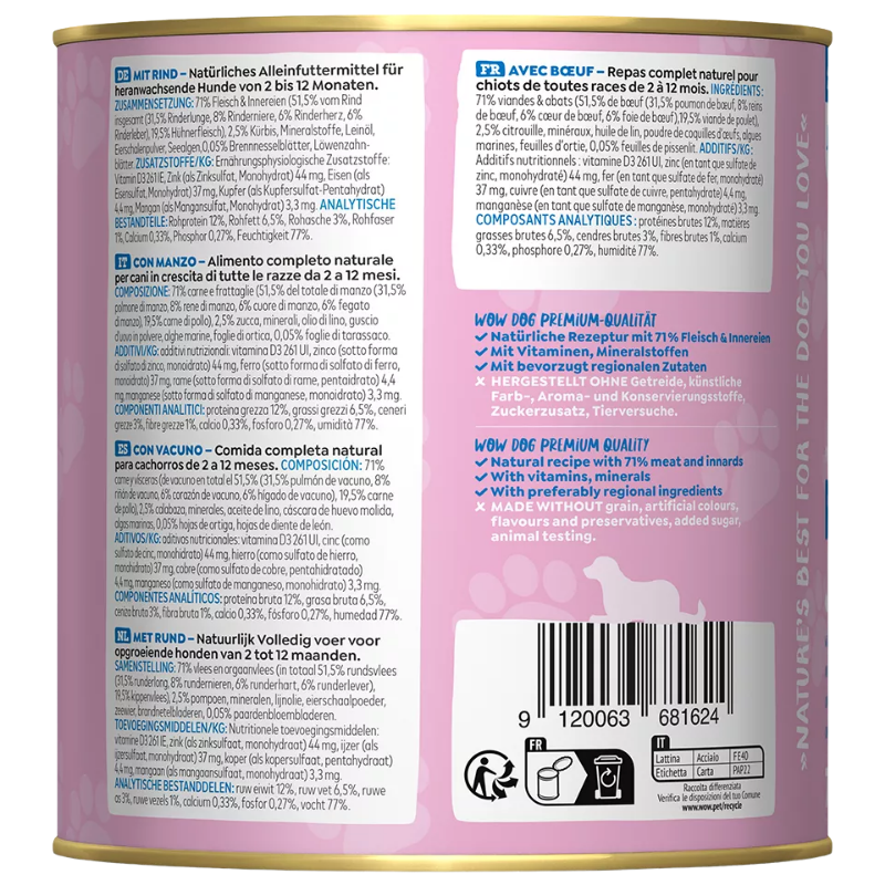 Wow Dog Dose Junior Rind 800g