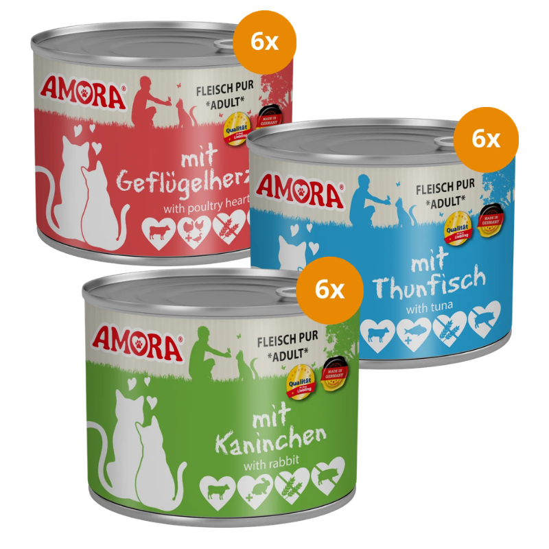 AMORA Cat 200 g Fleisch Pur - Mix Sparpaket
