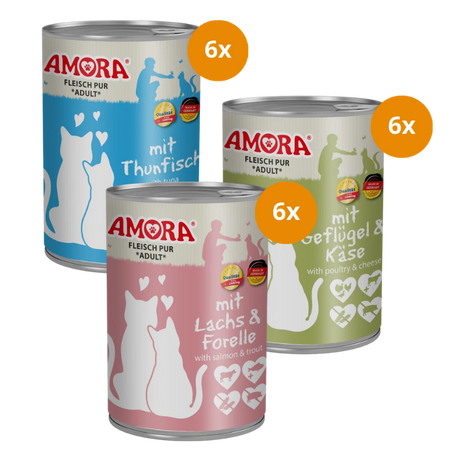 AMORA Cat 400 g Fleisch Pur - Mix Sparpaket