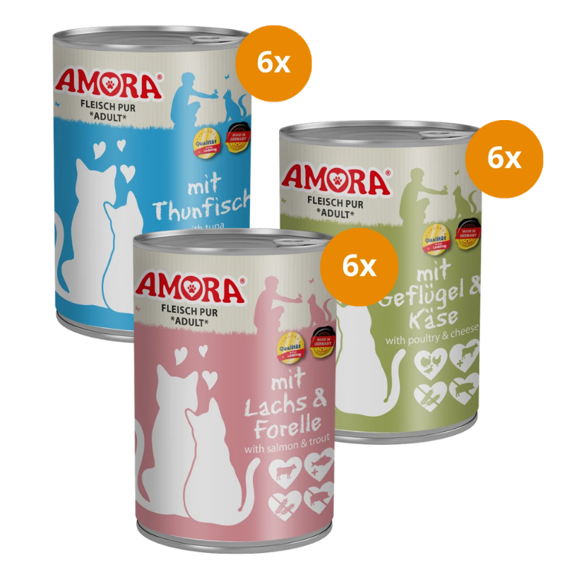 AMORA Cat 400 g Fleisch Pur - Mix Sparpaket