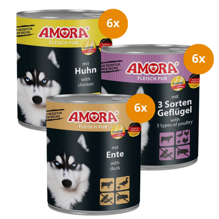 AMORA Dog 800 g Fleisch Pur - Mix Sparpaket