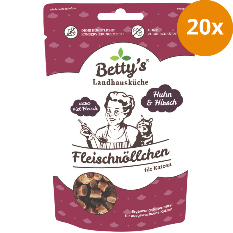 Bettys Landhausküche Cat Snack Fleischröllchen Huhn & Hirsch 50 g
