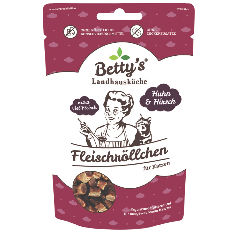 Bettys Landhausküche Cat Snack Fleischröllchen Huhn & Hirsch 50 g