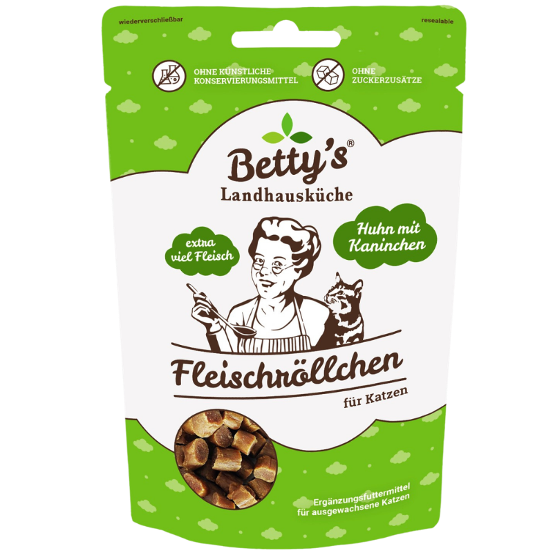 Bettys Landhausküche Cat Snack Fleischröllchen Huhn & Kaninchen 50 g