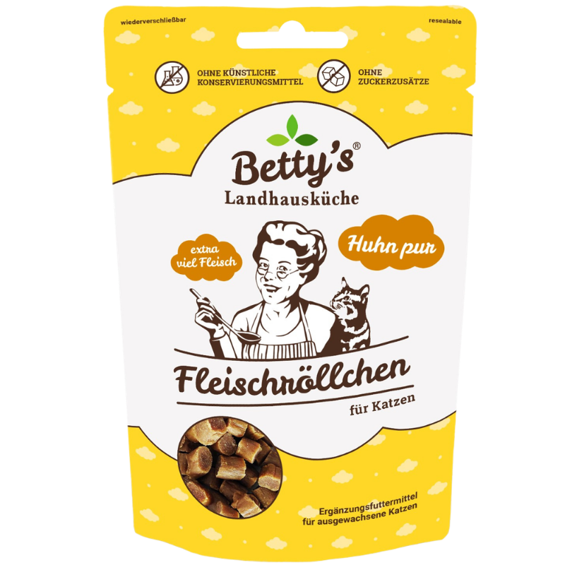 Bettys Landhausküche Cat Snack Fleischröllchen Huhn pur 50 g