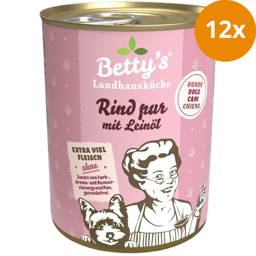 Bettys Landhausküche Hund Dose Rind pur mit Leinöl 400 g