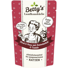 Bettys Landhausküche Katze FB Rind & Herz mit Borretschöl 100 g