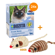 Bozita Häppchen in Soße Rentier 24 x 370 g + GRATIS TRIXIE Spielmaus