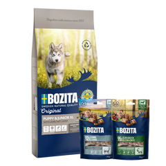 Bozita Original Puppy & Junior Lamb XL 12 kg & 2 x GRATIS Bozita Snacks (Elch, Lamm)