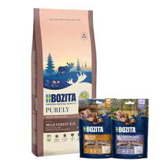 Bozita Dog Purely Puppy & Junior Small Elch 11 kg & 2 x GRATIS Bozita Snacks (Ente, Hirsch)