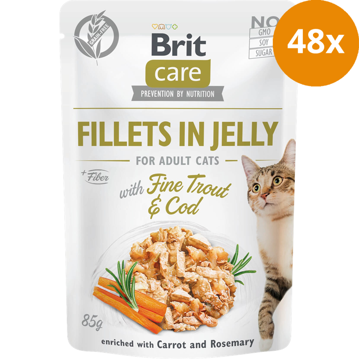 Brit Care Fillets in Jelly Trout & Cod 85 g