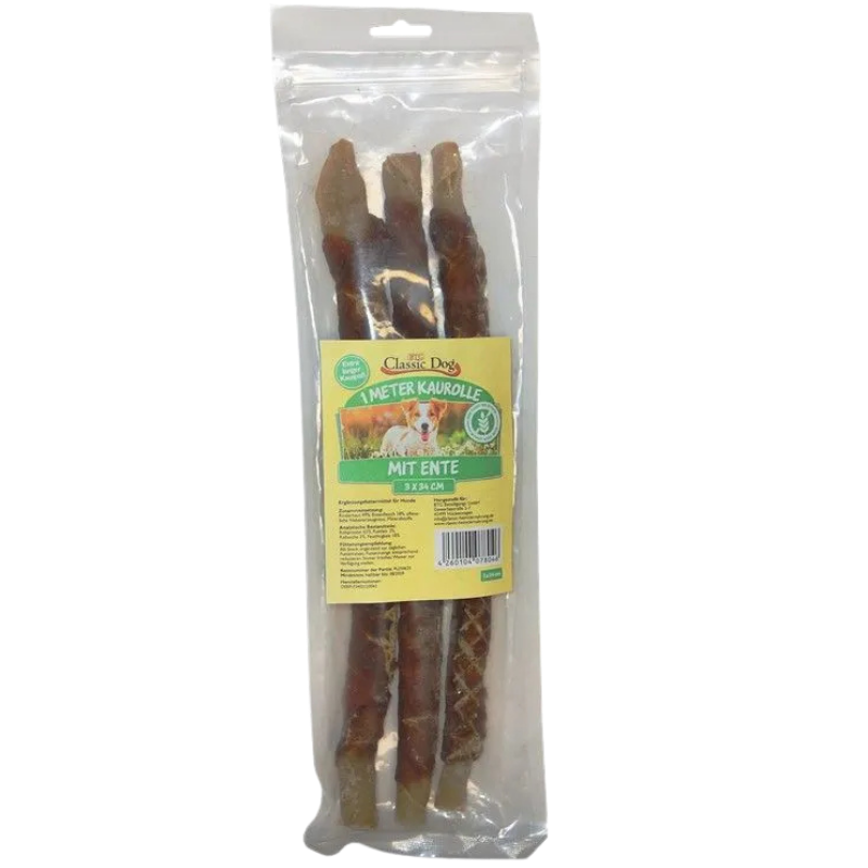 BTG Classic Dog Snack 1m Kaurolle mit Ente 3 x 34 cm