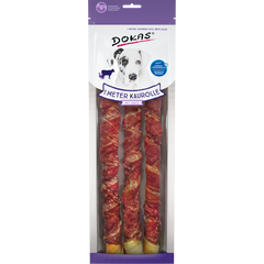 DOKAS 1 Meter Kaurolle mit Ente (Rinderhaut) 315 g | Hundesnack