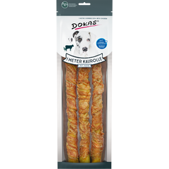 DOKAS 1 Meter Kaurolle mit Huhn (Rinderhaut) 315 g | Hundesnack