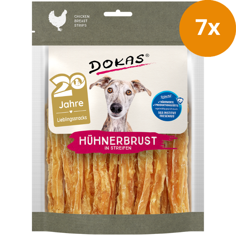 DOKAS Hühnerbrust in Streifen 170 g | Hundesnack