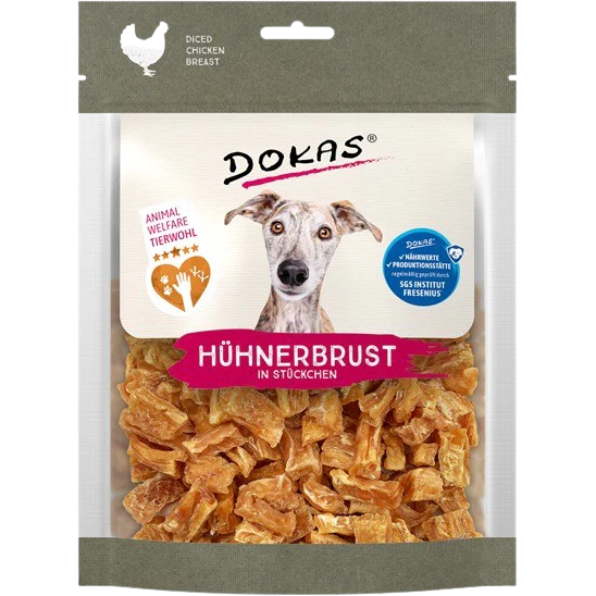 DOKAS Hühnerbrust in Stücken 170 g | Hundesnack