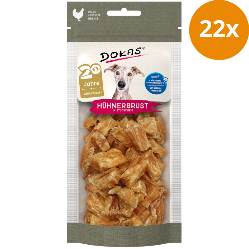 DOKAS Hühnerbrust in Stücken 50 g | Hundesnack
