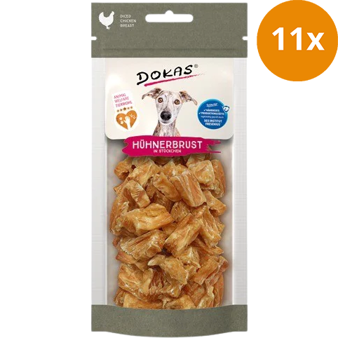 DOKAS Hühnerbrust in Stücken 50 g | Hundesnack