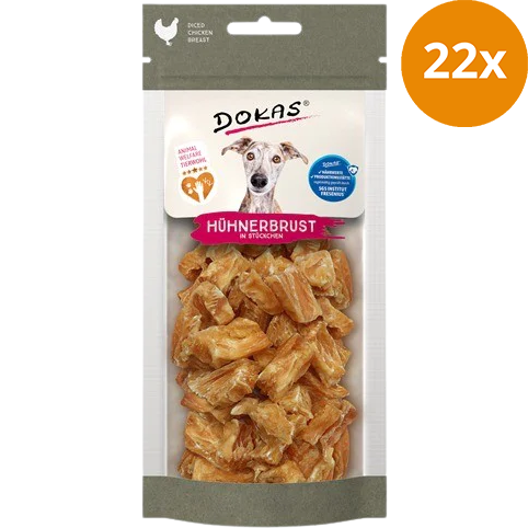 DOKAS Hühnerbrust in Stücken 50 g | Hundesnack