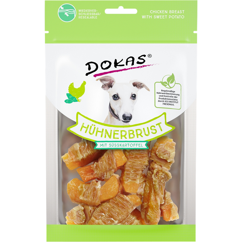 DOKAS Hühnerbrust mit Süßkartoffel 70 g | Hundesnack