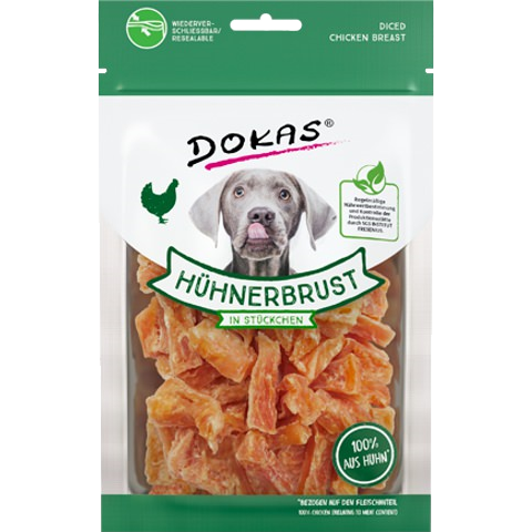 DOKAS Hühnerbrustfilet in Stückchen 70 g | Hundesnack
