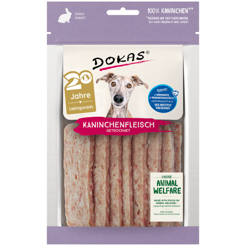 DOKAS Kaninchenfleisch 70 g | Hundesnack