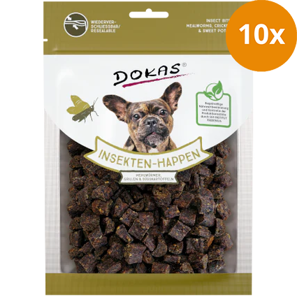 DOKAS Insekten-Happen Mehlwürmer, Grillen, Süßkartoffel 100 g | Hundesnack