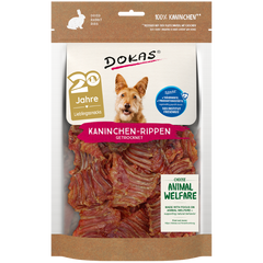 DOKAS Kaninchen Rippen getrocknet 100 g | Hundesnack